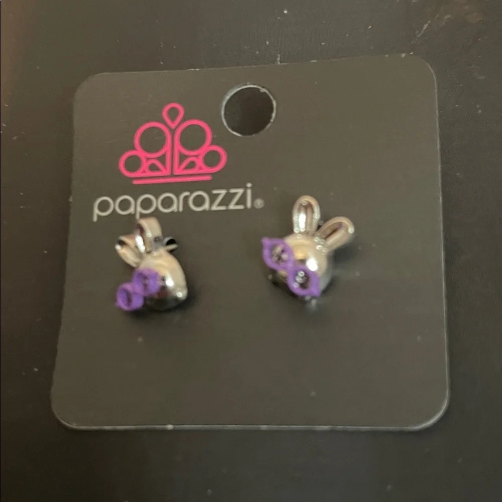 Paparazzi Kids Silver Earrings with Purple Accents